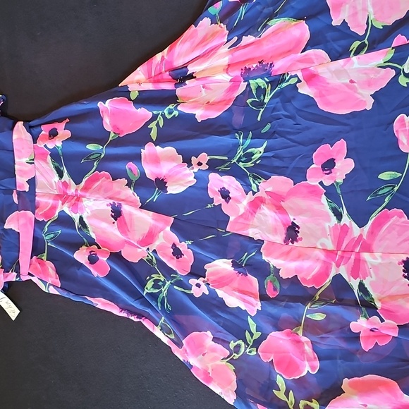 🆕️ NWT Eliza J Navy and Pink Floral High/Low Dress - Picture 10 of 12